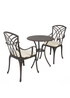 Charles Bentley Furniture Cast Aluminium Bistro Set Black Table & 2 Arm Chairs (3 Piece) - One Size Image 2