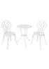Charles Bentley Tulip Cast Aluminium White Patio Bistro Set Table & 2 Chairs (3 Piece) - One Size Image 3