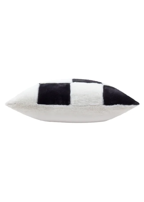 Heya Home Cozee Check Faux Fur Filled Cushion (50 x 50 x 8 cm) - One Size Image 4