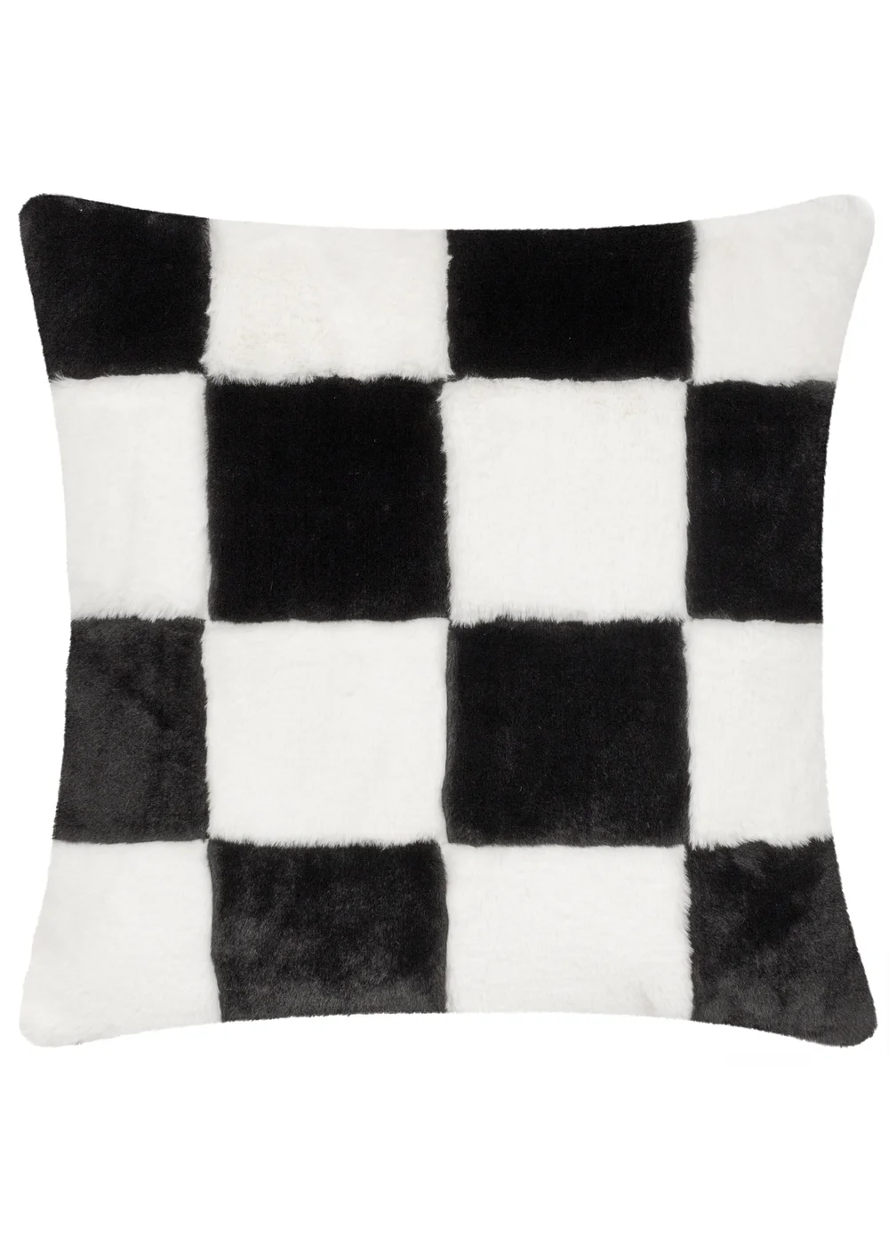Heya Home Cozee Check Faux Fur Filled Cushion (50 x 50 x 8 cm) - One Size Image 2