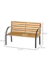 Outsunny Natural 2 Seater Wooden Garden Bench Chair with Steel Frame - One Size Image 3