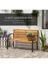 Outsunny Natural 2 Seater Wooden Garden Bench Chair with Steel Frame - One Size Image 5