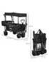 Outsunny Black Outdoor Wagon Stroller Cart with Canopy Top - One Size Image 3