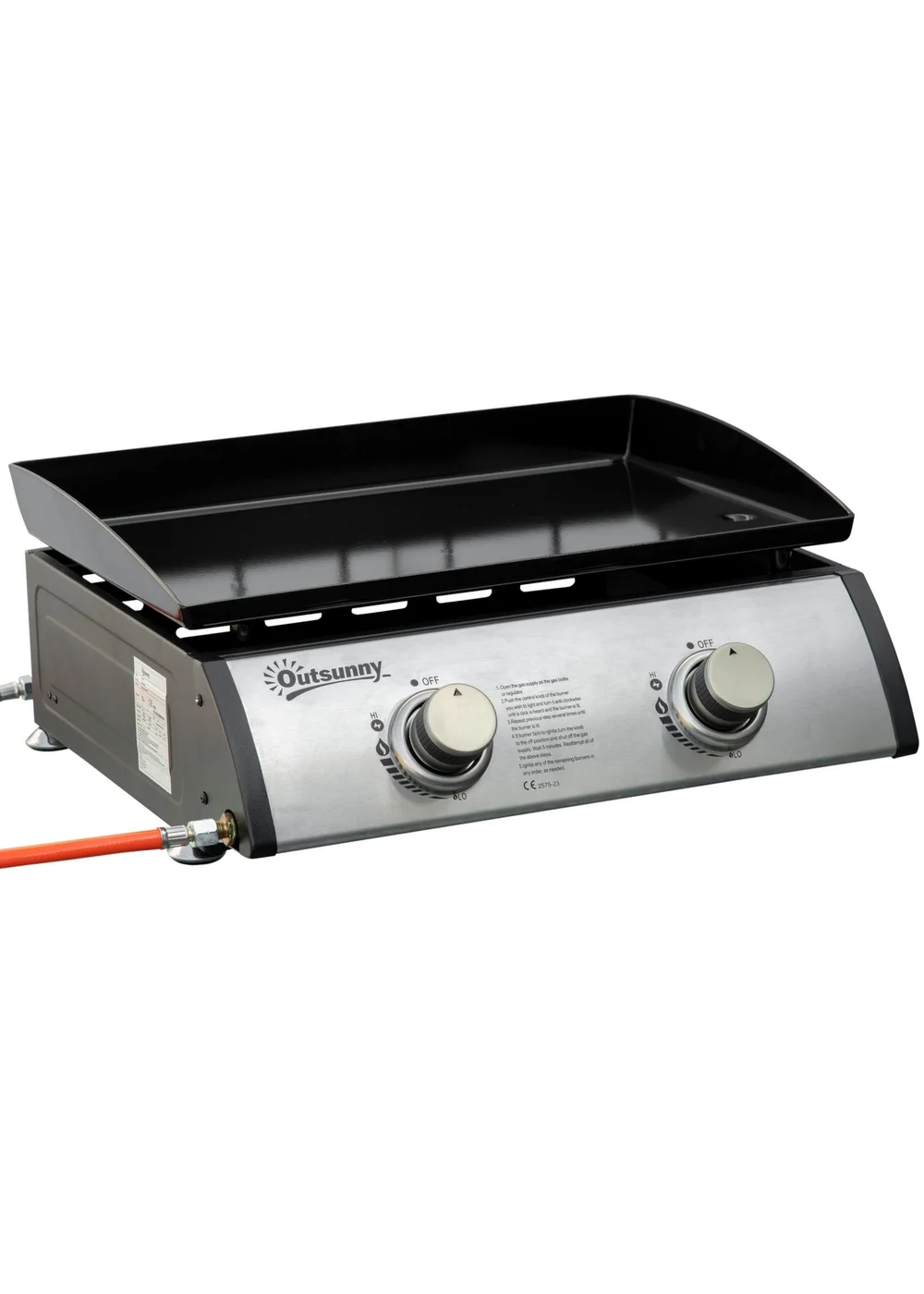 Outsunny Silver 6kW Portable Gas Plancha BBQ Grill - One Size Image 2