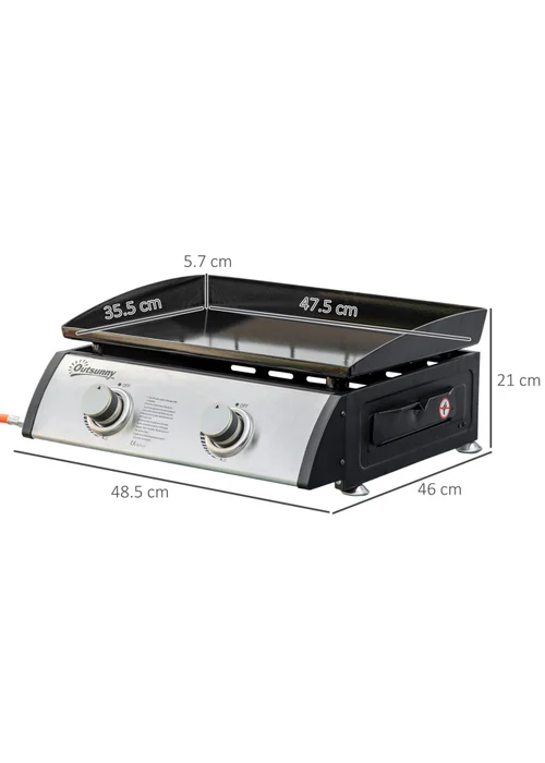 Outsunny Silver 6kW Portable Gas Plancha BBQ Grill - One Size Image 3