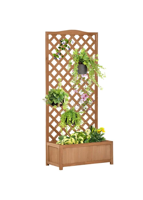 Outsunny Brown Garden Wooden Planter Box (76x36x170cm) - One Size Image 2