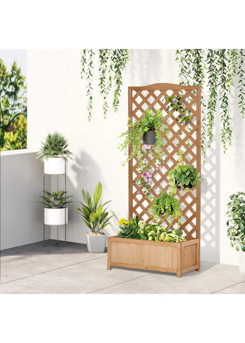 Outsunny Brown Garden Wooden Planter Box (76x36x170cm) - One Size Image 1