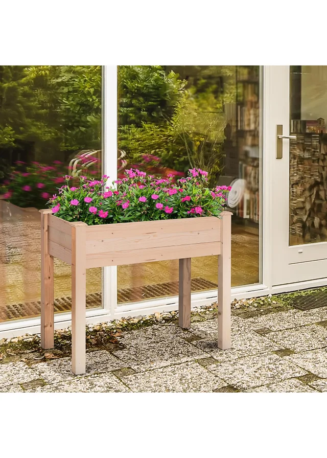 Outsunny Garden Wooden Planter Flower Raised Bed Herb Grow Box Container