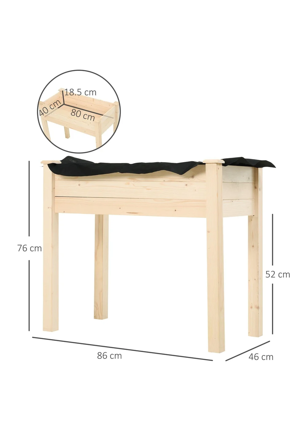 Outsunny Garden Wooden Planter Flower Raised Bed Herb Grow Box Container - One Size Image 3