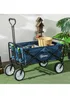 Outsunny Folding Outdoor Storage Trolley Cart Bag Telescopic Handle Brakes Navy Blue - One Size Image 1