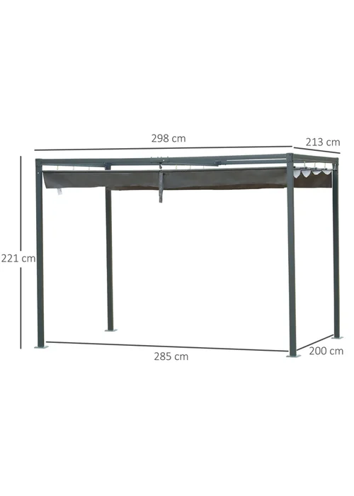 Outsunny Grey Metal Outdoor Pergola (3 x 2m) - One Size Image 3