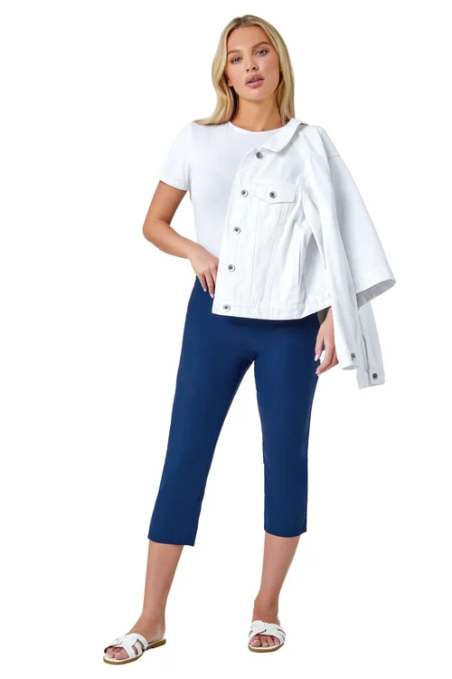 Roman Midnight Blue Petite Cropped Stretch Trouser - 14 Image 1