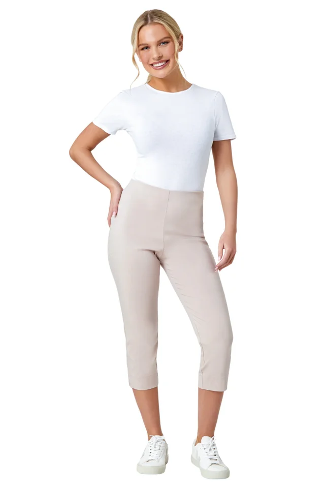Roman Stone Petite Cropped Stretch Trouser