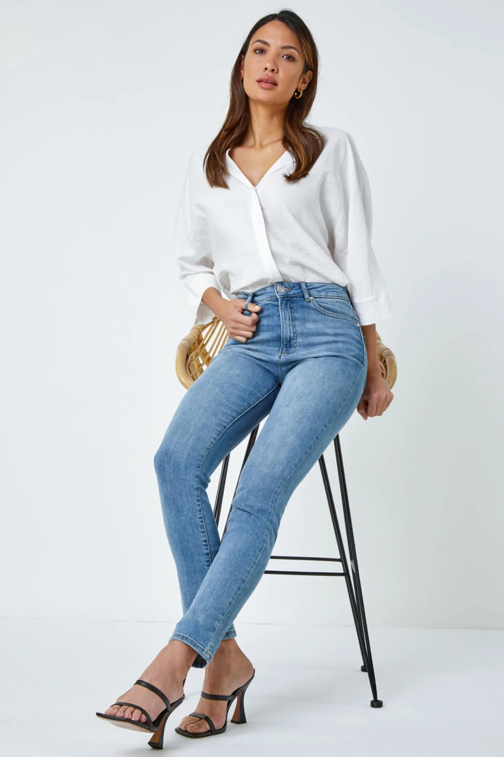 Roman Blue Slim Leg Stretch Mom Jeans - 18 Image 2