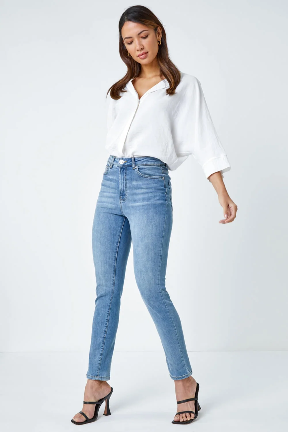 Roman Blue Slim Leg Stretch Mom Jeans - 20 Image 4