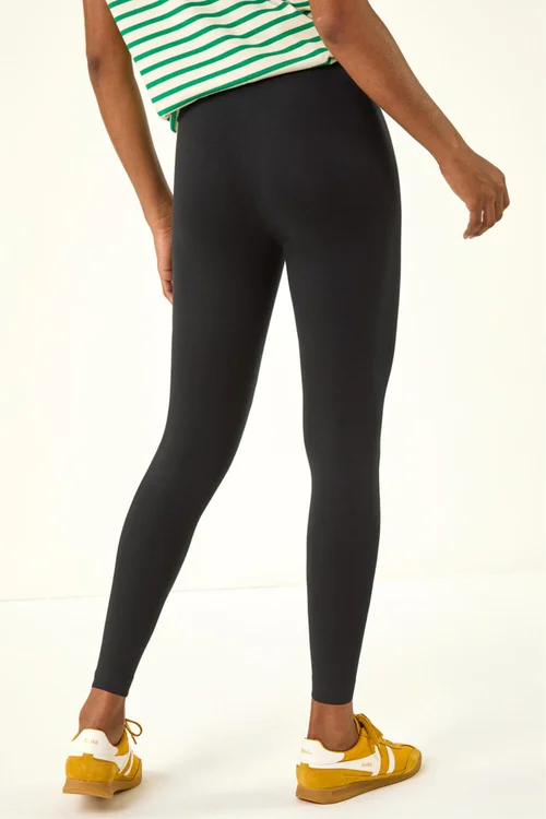 Roman Black Elastic Waist Stretch Cropped Leggings - 16 Image 3