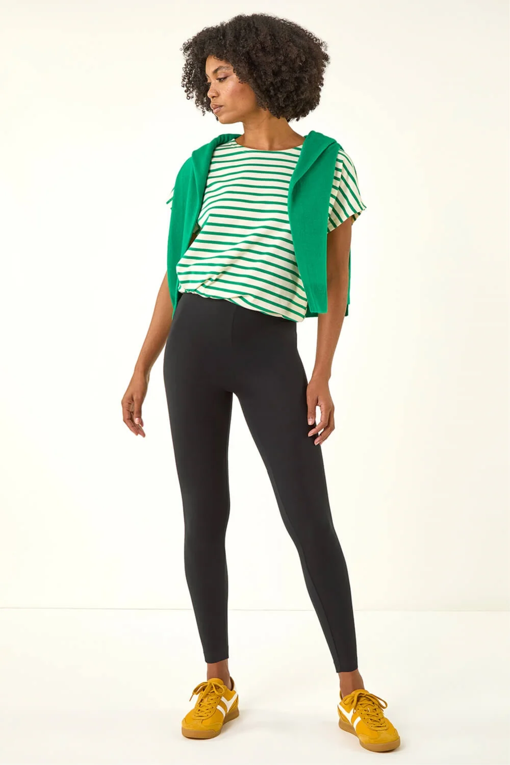 Roman Black Elastic Waist Stretch Cropped Leggings - 16 Image 2