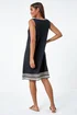 Roman Black Embroidered Trim Stretch Jersey Shift Dress - Size 16 Image 3
