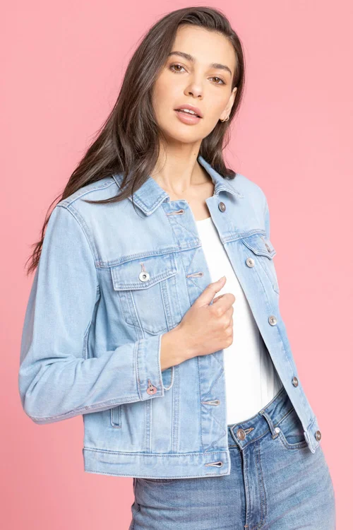 Roman Light Blue Classic Cotton Denim Jacket - 14 Image 1