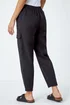 Roman Black Casual Elastic Waist Cargo Stretch Trousers - 14 Image 3