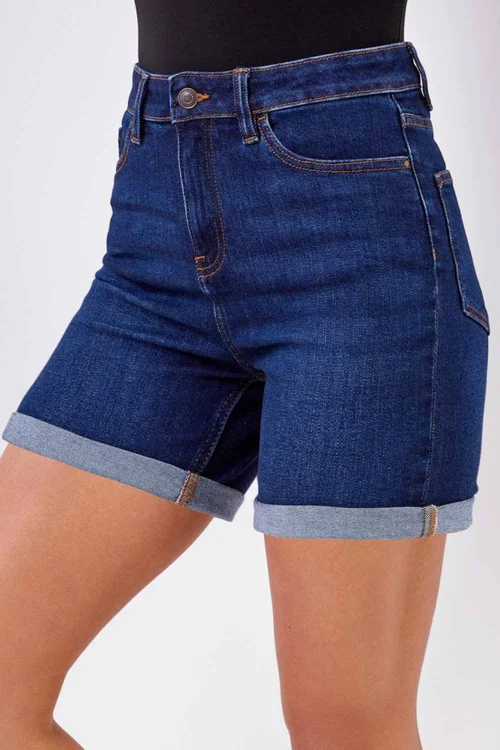 Roman Indigo Stretch Denim Mom Shorts - 18 Image 1