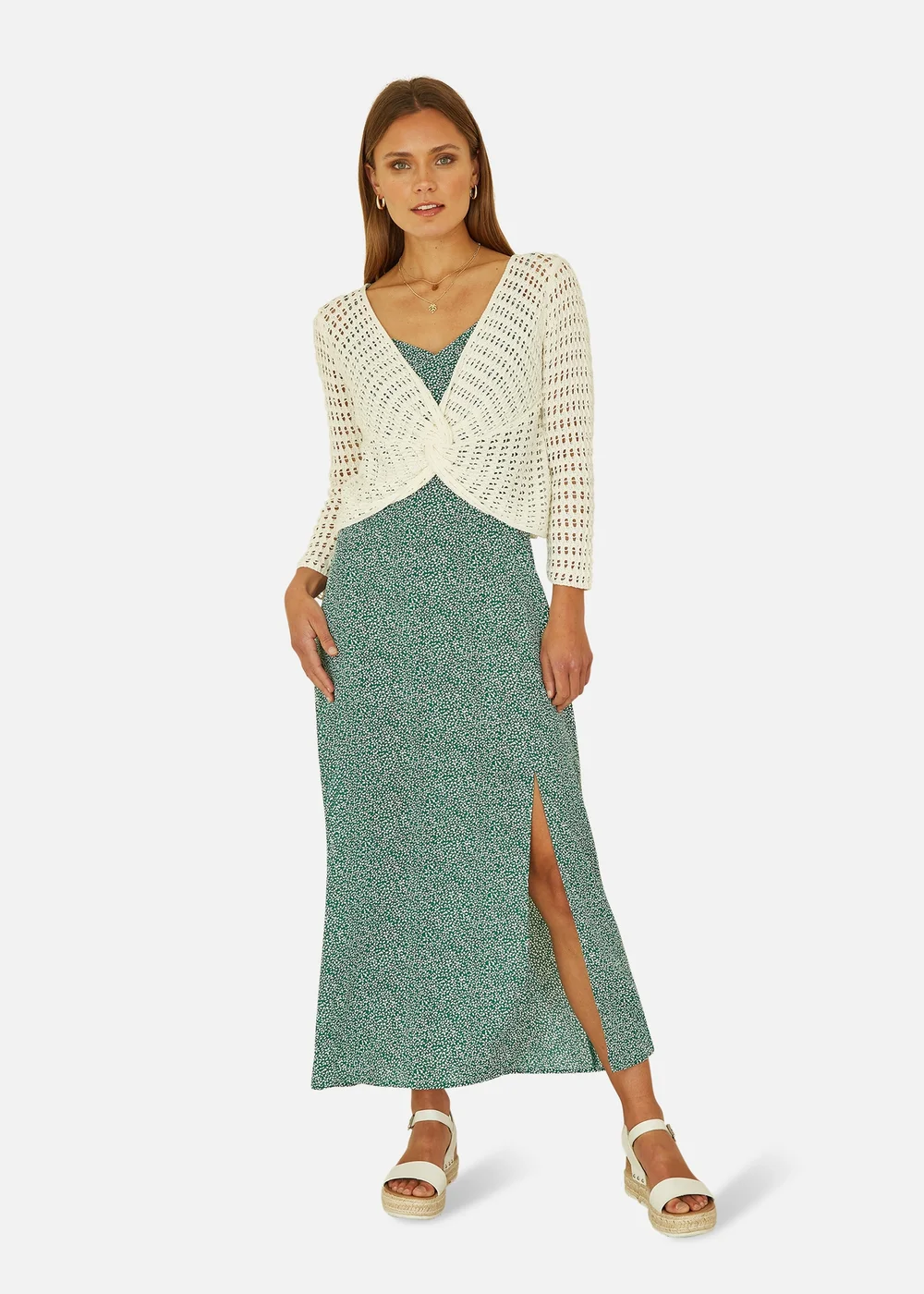 Yumi Ivory Crochet Cotton Twisted Bolero Top - Medium Image 1