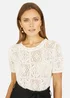 Yumi Ivory Cotton Crochet Knitted Top - Medium Image 1