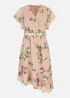Yumi Blush Wrap Over Midi Dress With Frill Details And Matching Belt - 14 Image 3