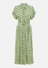 Yumi Green Viscose Midi Shirt Dress With Matching Belt - 8 Image 3