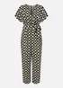 Yumi Black Geometric Print Wrap Jumpsuit - Size 16 Image 2