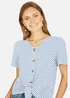 Yumi Blue Striped Jersey Button Detail Top - Size 12 Image 1