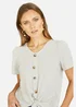 Yumi Grey Striped Jersey Button Detail Top - Size 8 Image 1
