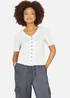 Yumi White Cotton Button Detail T-Shirt - Size 10 Image 1