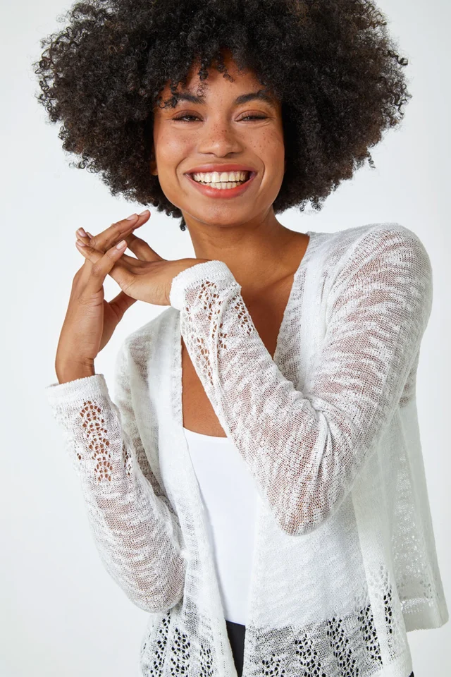 Roman Ivory Lightweight Knitted Shrug