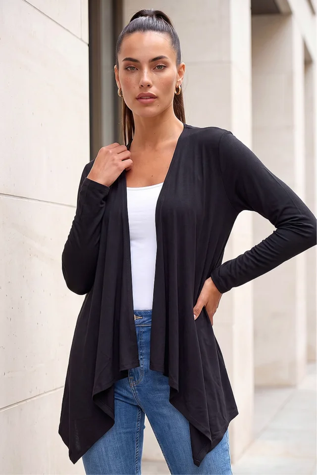 Roman Black Waterfall Front Jersey Cardigan