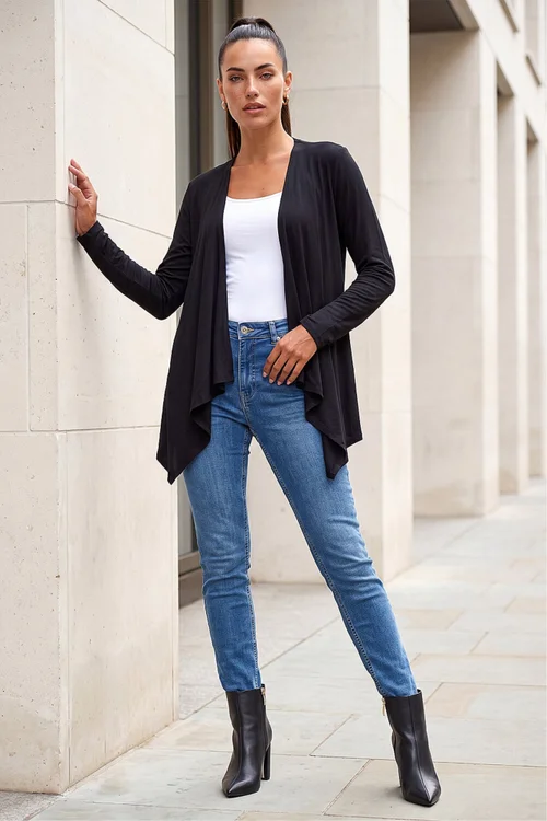 Roman Black Waterfall Front Jersey Cardigan - 14 Image 2