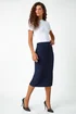 Roman Navy Textured Elastic Waist Pencil Midi Skirt - Size 12 Image 4