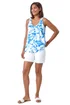 Roman Blue Sleeveless Floral Print Stretch V-Neck Vest - Size 16 Image 2