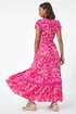 Roman Pink Abstract Print Shirred Waist Maxi Dress - Size 12 Image 3