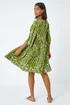 Roman Khaki Floral Print Lace Detail Smock Dress - Size 16 Image 3