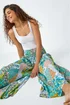 Roman Aqua Paisley Elastic Waist Palazzo Trousers - One Size Image 1