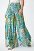 Roman Aqua Paisley Elastic Waist Palazzo Trousers - One Size Image 3