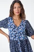 Roman Navy Floral Cotton Blend Tiered Smock Dress - 16 Image 4