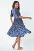Roman Navy Floral Cotton Blend Tiered Smock Dress - 16 Image 3