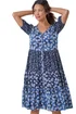Roman Navy Floral Cotton Blend Tiered Smock Dress - 16 Image 1