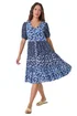 Roman Navy Floral Cotton Blend Tiered Smock Dress - 16 Image 2