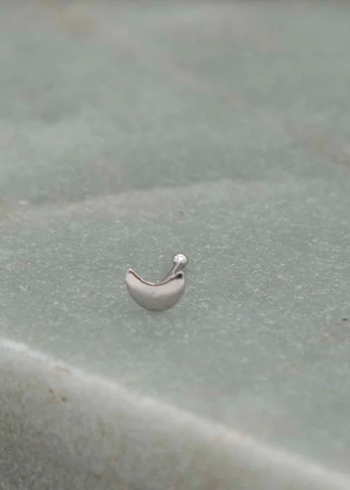 Golden Moments Sterling Silver Polished Moon Nose Stud - One Size Image 2