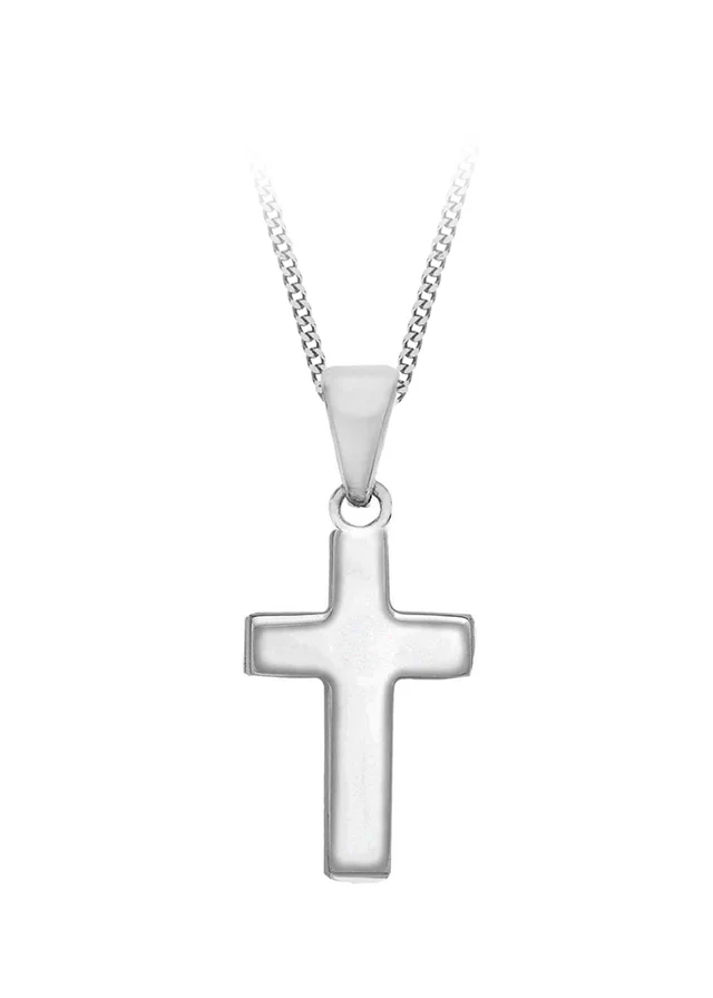 Golden Moments Sterling Silver Plain Cross Pendant