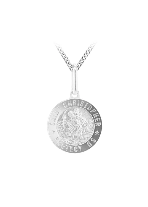 Golden Moments Sterling Silver St. Christopher Travel Necklace - One Size Image 1