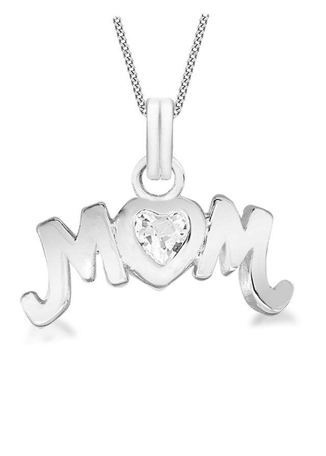Golden Moments Sterling Silver CZ 'Mum' Necklace